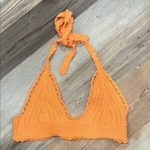 American Eagle Outfitters Orange Crochet Crop Top
